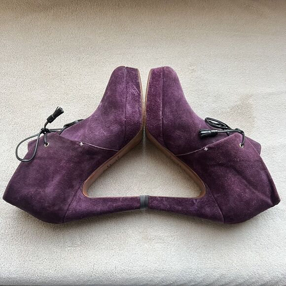 Rag & Bone Purple Suede Lace Up Ankle Heeled Boots Booties Women's EU 38 US 8 - Picture 4 of 16